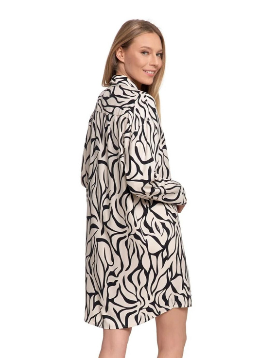 PDK4800-003 Moraj krémszínű hálóing - viszkóz, hosszú ujjú, gombos, gombos