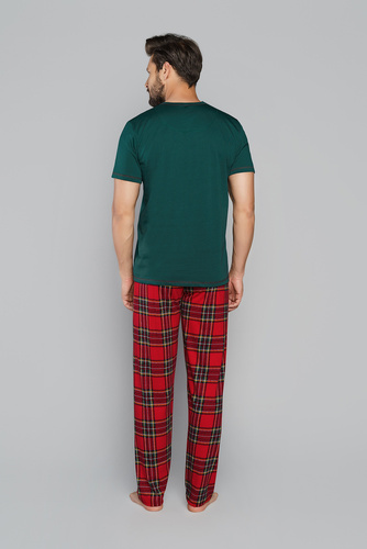 Narwik Férfi rövid ujjú pizsama, hosszú nadrág Olasz divat - zöld/print