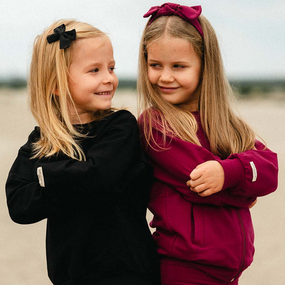 Simply Comfy Gyermek Eevi bordó bomber pulóver - pamut, könnyű, kapucni nélkül