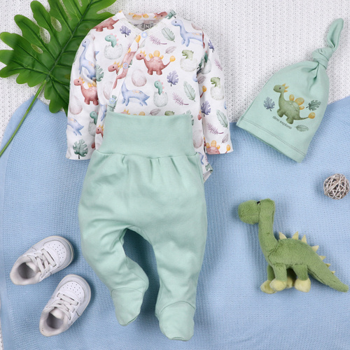 ABN-5561 Dino Explorer borítékos bodysuit Nini | Organikus pamut újszülött babának