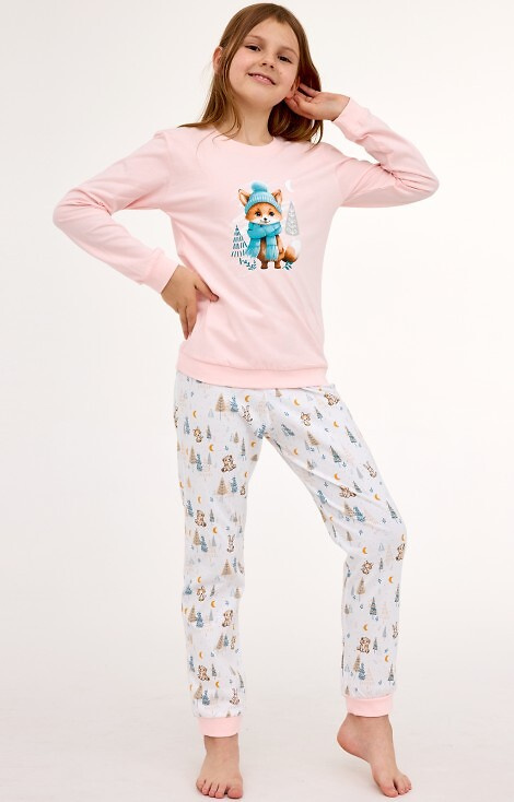 594/192 592/192 Fox Cornette lány pamut pizsama, róka, hosszú ujjú, hosszú ujjú