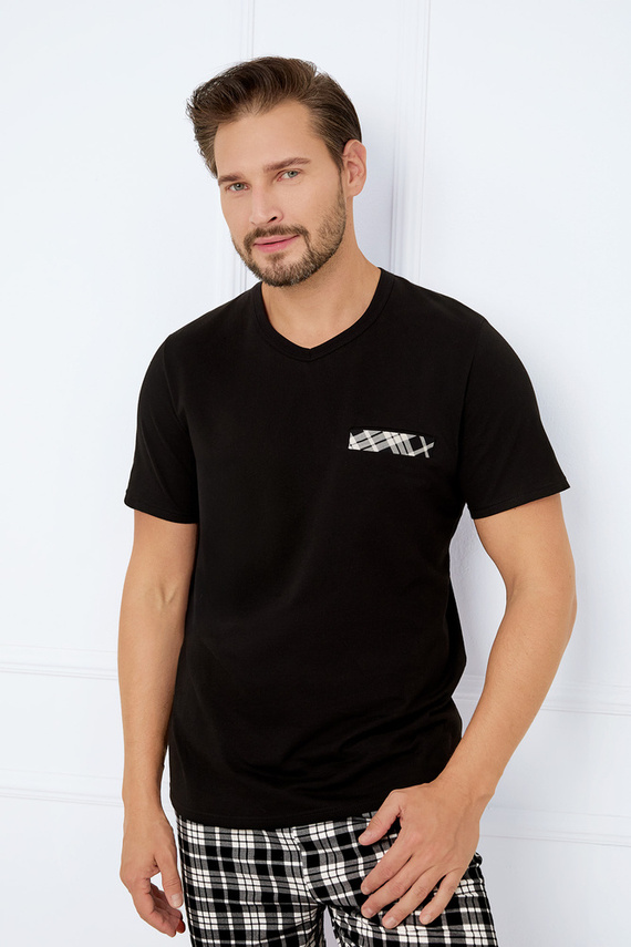 Klark Férfi rövid ujjú pizsama, rövidnadrág Olasz divat - fekete/print