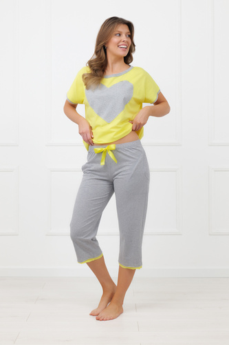 Sabrina Italian Fashion női pizsama 100% pamut – rövid ujj, 3/4 nadrág