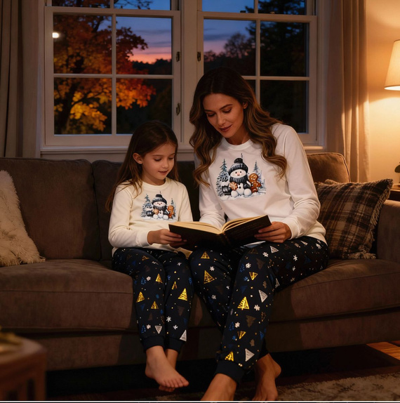 721/427 Snowy Day Női pizsama Cornette ekrü - pamut, hosszú ujjú | Meleg és kényelmes