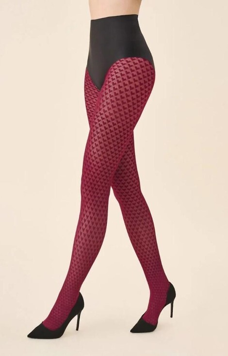 1233 Cherie harisnyanadrág Gabriella 60 den bordó - szív minta, 3D