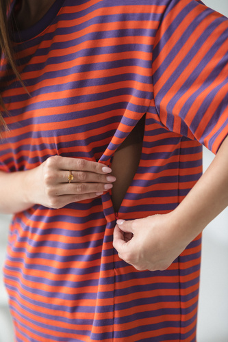 Mamahood Terhesség és szoptatás póló Milk&Love lila és narancssárga - kényelmes és elegáns