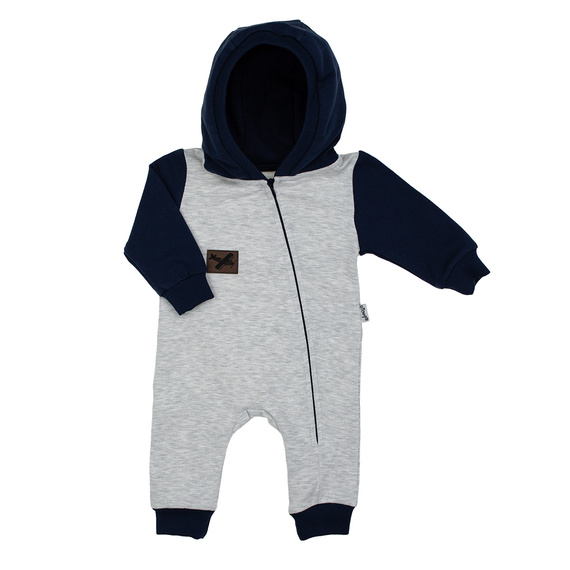 219271 Willy melegítőnadrág Nicol - szürke és tengerészkék, kapucnival és cipzárral