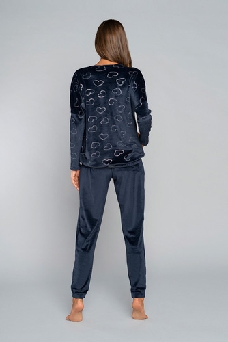 Elixir női szett hosszú. ujj, hossz. olasz divatnadrág tengerészkék