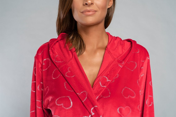 Elixir Női fürdőköpeny zsebekkel Italian Fashion - piros/print