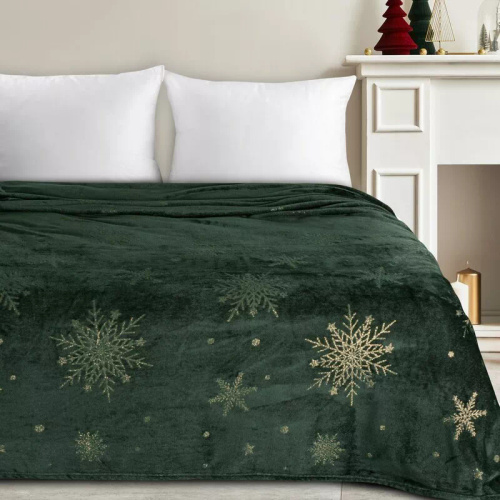 Eurofirany karácsonyi takaró zöld - puha mikroszálas ágytakaró, 240 g/m²