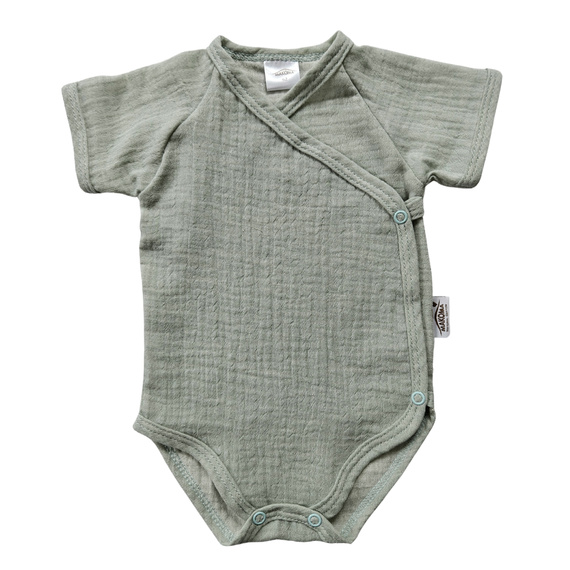 Muszlin bodysuit Just Muslin 03235KMI Makoma menta - rövid ujjú, borítékolható, 100% pamut