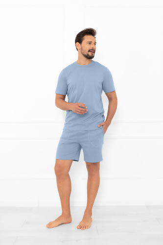 Krystian Italian Fashion férfi pizsama acél - pamut, póló és rövidnadrág