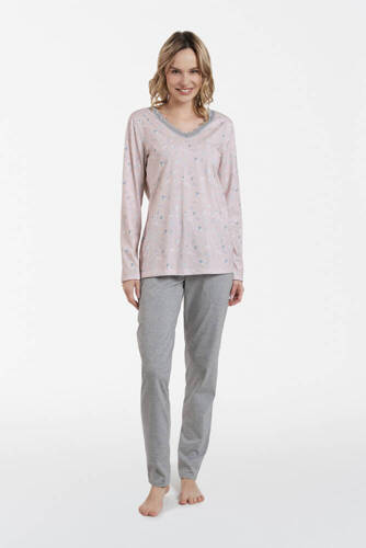 Simona Női hosszú ujjú pizsama és hosszú nadrág Italian Fashion - print/melange