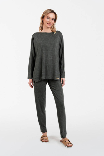 Akord Női szett hosszú ujjú, hosszú nadrág olasz divat - sötét melange