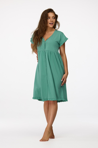 nincs. 23 Terhességi hálóing Senizo zöld - 100% pamut, rövid ujjú, szoptatáshoz gombolható