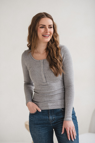 Tummy Milk&Love kismama és szoptatós felső viszkóz light gray melange