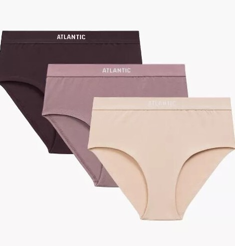 3CLP-009/Z25 Atlantic női bugyi rózsaszín-bor-bézs - maxi Sport, pamut, 3 db.
