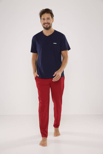 624 Kevin Forex Férfi pizsama - tengerészkék-bordó