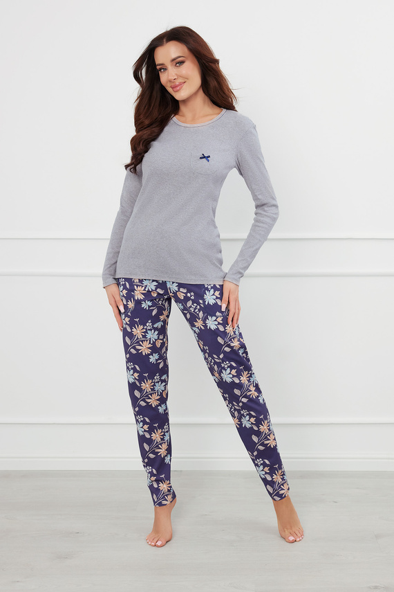 Pulia Női hosszú ujjú pizsama, hosszú nadrág Olasz divat - melange/print