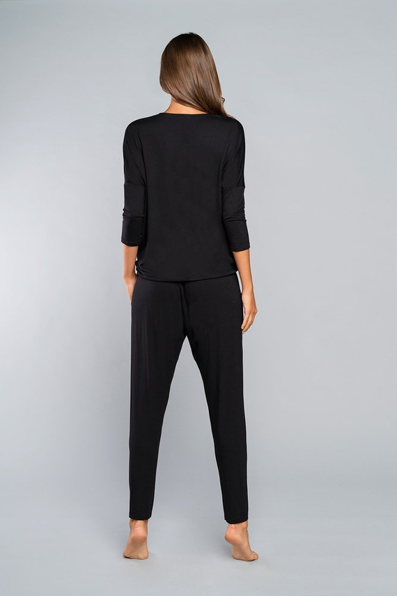 Stílus Női 3/4 ujjú szett, hossza.olasz divatnadrág fekete