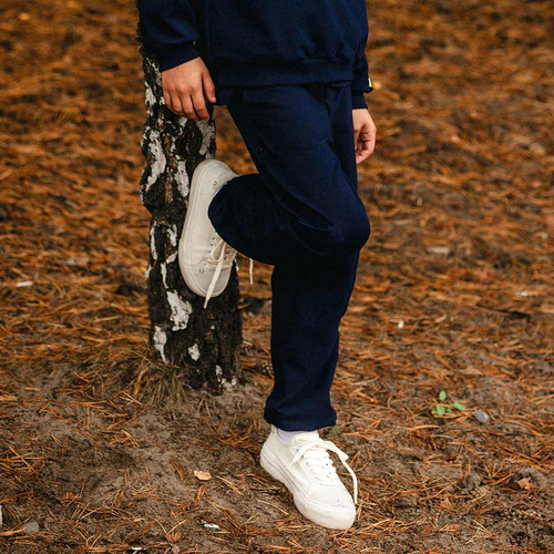 Simply Comfy Gyermek melegítőnadrág Eevi tengerészkék - 100% pamut, zsebekkel