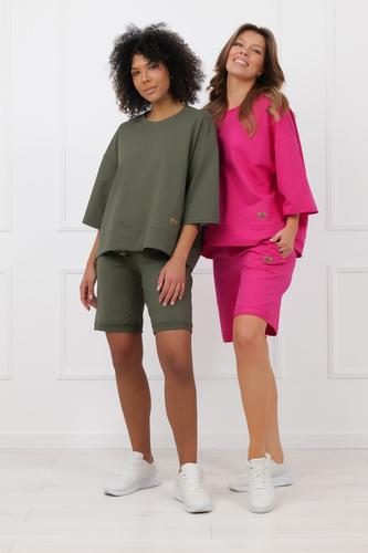 Bluza Kaori Italian Fashion 3/4 ujjú pamut elasztán - fukszia