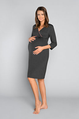 Italia Fashion kismama és szoptatós 3/4 ujjú szonáta - sötét melange/szőrzet