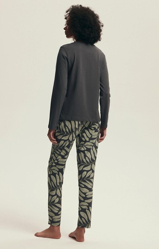 43685 Danna Női pizsama Henderson szürke - pamut, botanikai mintás