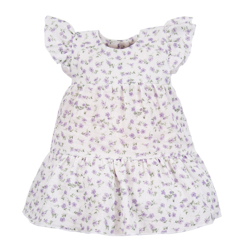 Meadow muslin Eevi ruha - rövid ujjú, kis virágokkal, könnyű, könnyű