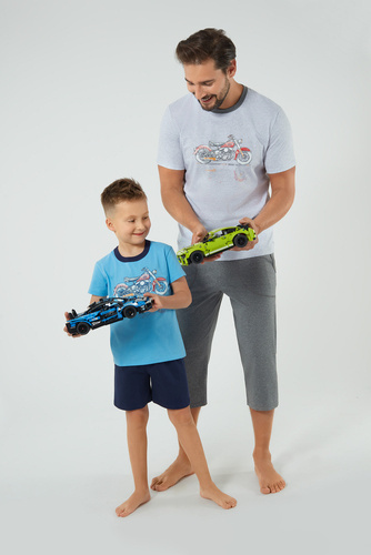 Junak férfi rövid ujjú és 3/4 nadrág olasz divat - j.mélange/r.melange