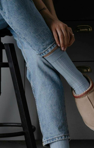 ART.130 Natural Merino gyapjú női zokni Steven kék -csíkos, varrásmentes, meleg, meleg