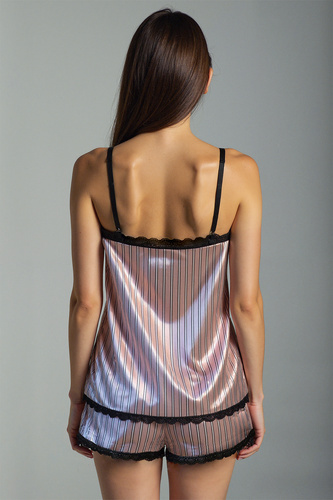 Donna Short Pierre Cardin Női pizsama - szatén, rózsaszín, pánt nélküli