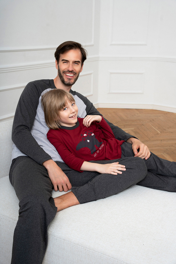 Morten Fiú pizsama Olasz divat bordó/c.melange