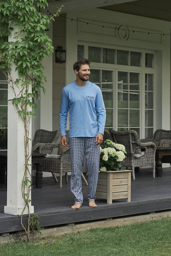 Jaromir Férfi hosszú ujjú, hosszú nadrág olasz divat - kék/print