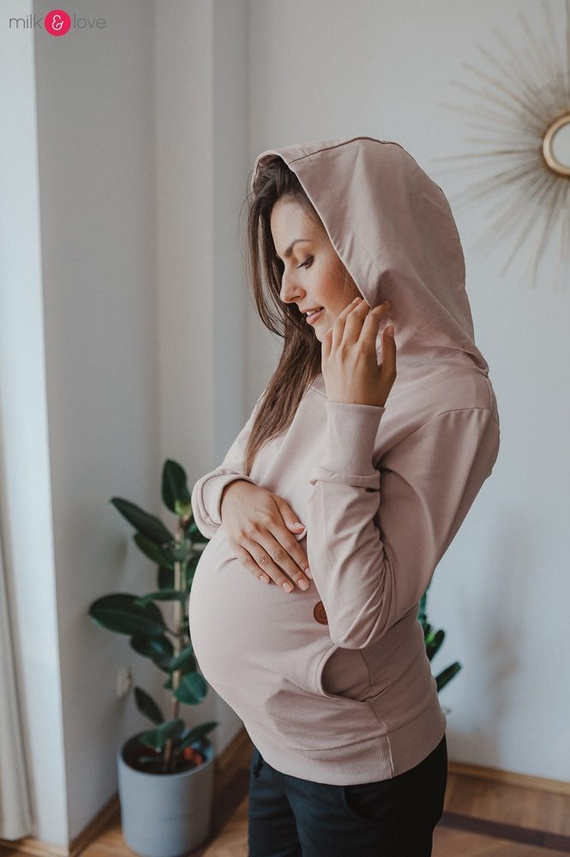 Milk Please bluza do karmienia Milk&Love z kapturem beżowy