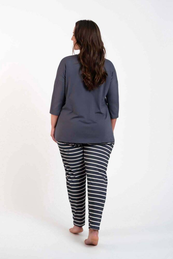 Betty Női pizsama 3/4 ujjú, hosszú nadrágos olasz divat - grafit/grafit nyomtatás