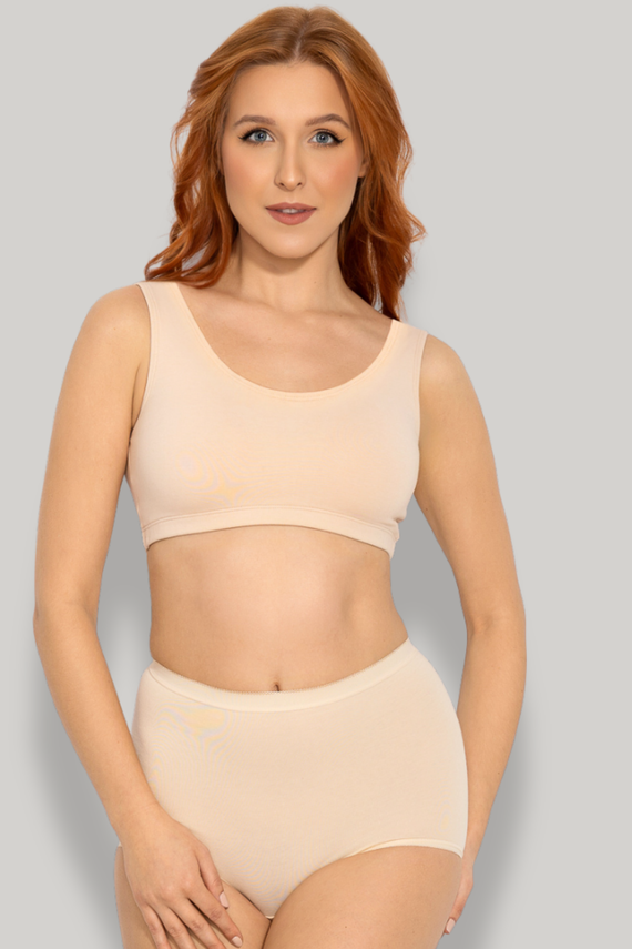 Pamut top Zoya Mitex merevítő nélküli kényelmes bustier beige