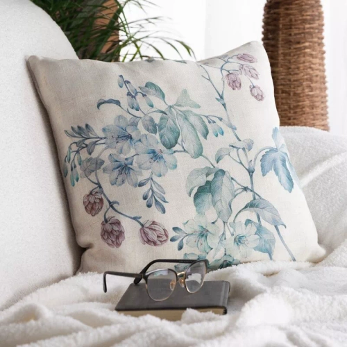 Vászon 41 Eurofirany díszpárnahuzat | Természetes zöld, levél mintával