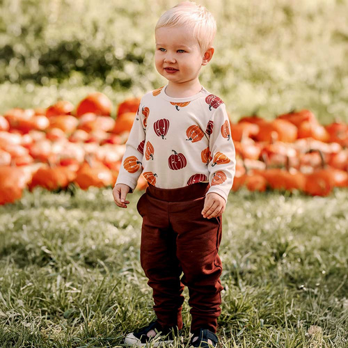 Halloween baba bodysuit Eevi - ekrü, sütőtök, pamut