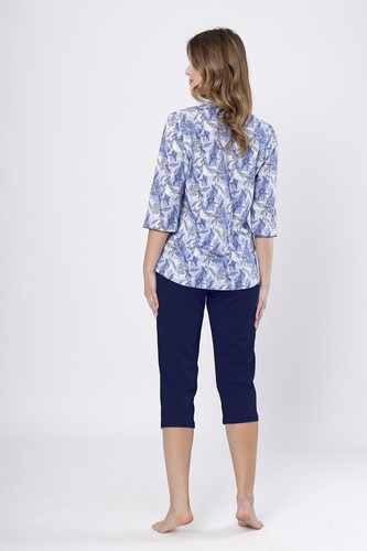 Női pizsama Ewlin 1661 Leveza denim-pamut, 3/4 ujjú, 3/4 ujjú