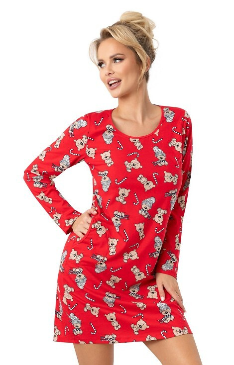 Bear Női hálóing Donna - pamut, ünnepi, zsebekkel