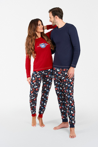 Makala Női hosszú ujjú pizsama és hosszú nadrág Italian Fashion - piros/print