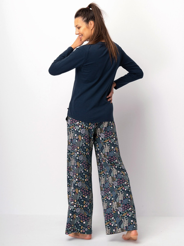 Női pizsama Key LNS 571 sötét tenger - pamut, hosszú ujjú, elegáns, elegáns