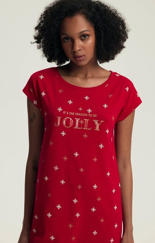 43720 Dotie Christmas női hálóing Henderson - pamut, rövid ujjú, rövid ujjú