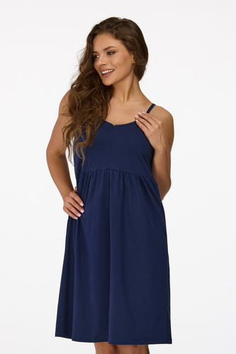 nincs. 25 Terhességi hálóing Senizo tengerészkék - 100% pamut, szoptatós cipzár, vállpántok