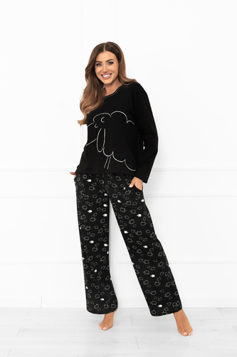 Női pizsama Bonnie - pamut, hosszú ujjú, hosszú nadrág, juh olasz divat