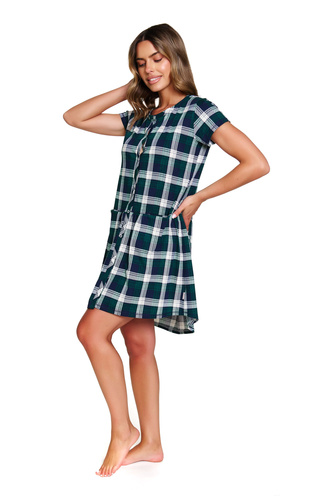 9444 Doctor Nap - Terhességi és szoptatós hálóing pamutból | Lengyel gyártmány - smaragdzöld