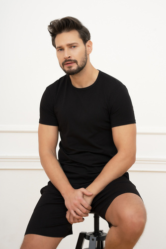 Ikar Férfi rövid ujjú póló Italian Fashion - fekete