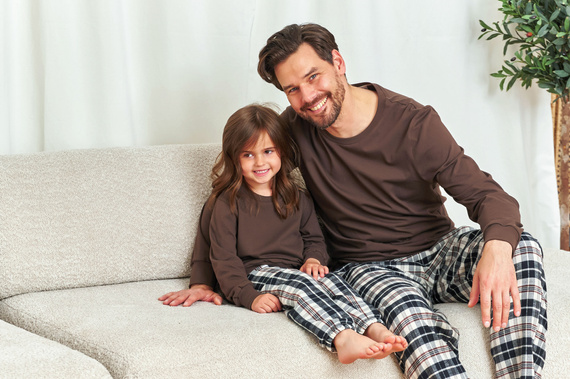 7334 Doctor Nap férfi pizsama - pamut és flanel, brownie kockás mintával