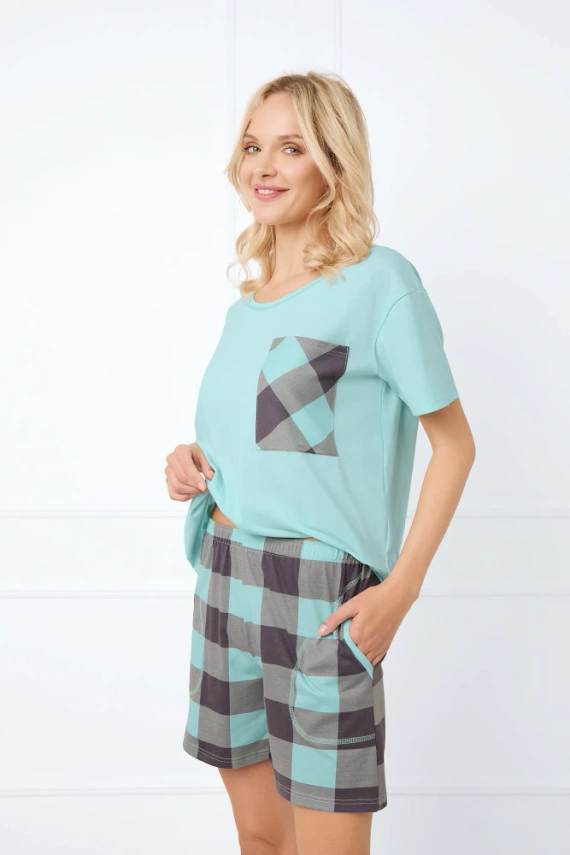 Sandra Női rövid ujjú pizsama, rövid nadrág Italian Fashion - világos türkizkék